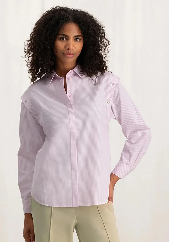 Yaya Pinstripe Detachable Sleeve Blouse, Lady Pink