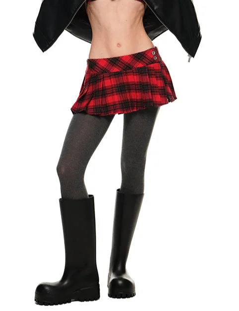 Plaid Pleated Mini Skirt button skirt front