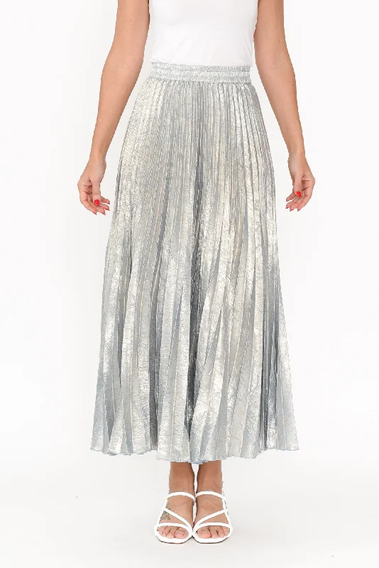 Alias Champagne Pleated Skirt silk skirt sleek