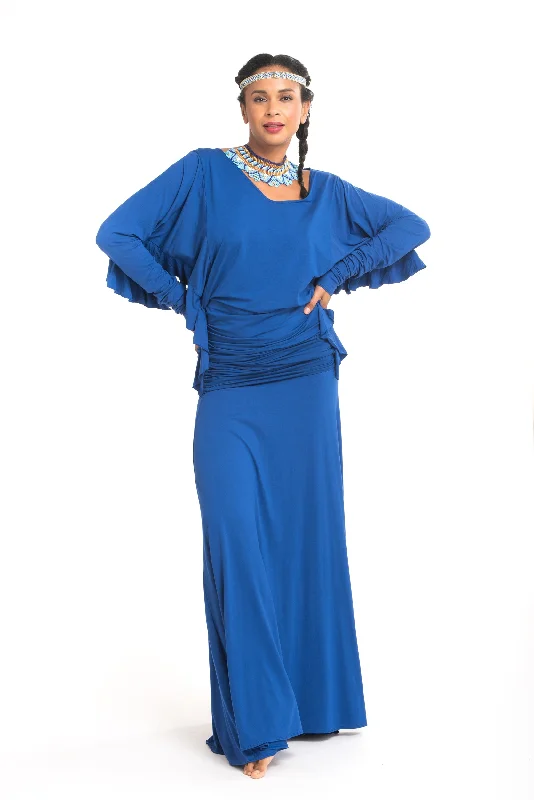 FLAMENCO SKIRT COBALT BLUE velvet skirt glossy