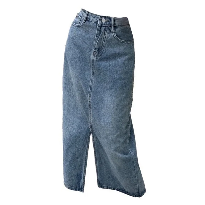 Basic Things Split Denim Skirt high slit skirt