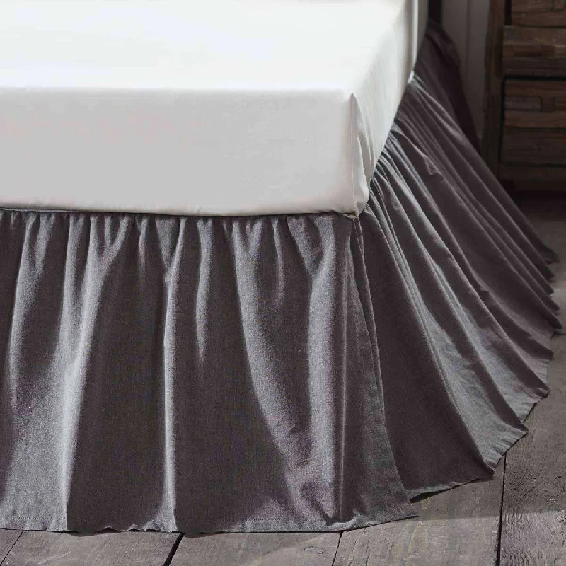 Black Chambray Bed Skirts Charcoal, Creme VHC Brands wool skirt breathable