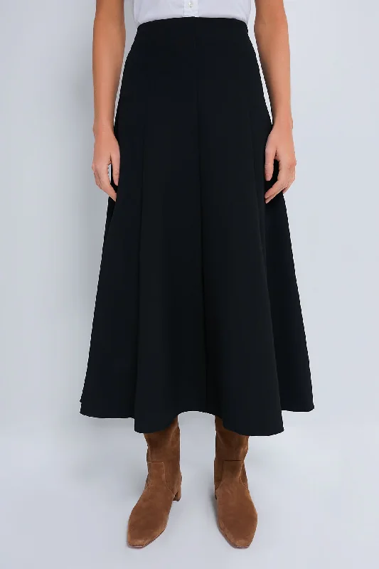 Black Dottie Aline Midi Skirt silk skirt lustrous