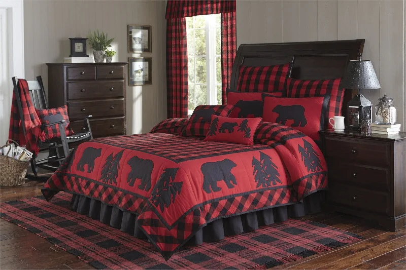 Buffalo Check King Bed Skirt - Park Designs linen skirt breathable