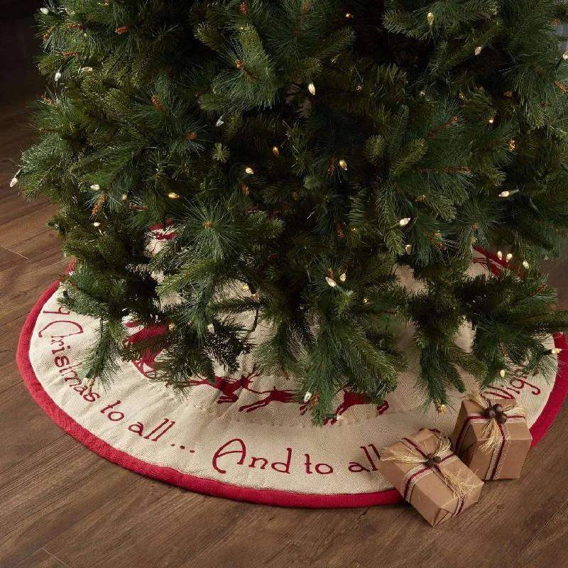 Burlap Santa Christmas Tree Skirt 48 VHC Brands linen skirt airy