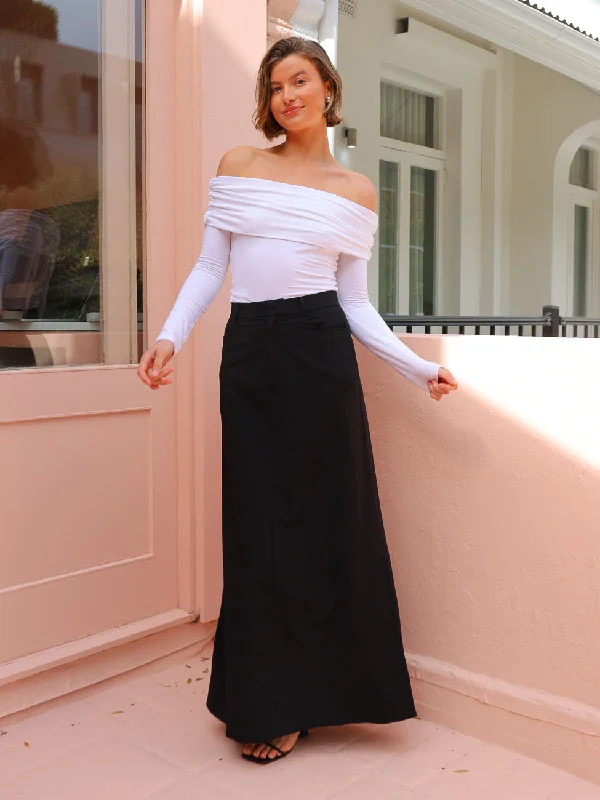 By Nicola Bambi Skirt in Black linen skirt relaxed