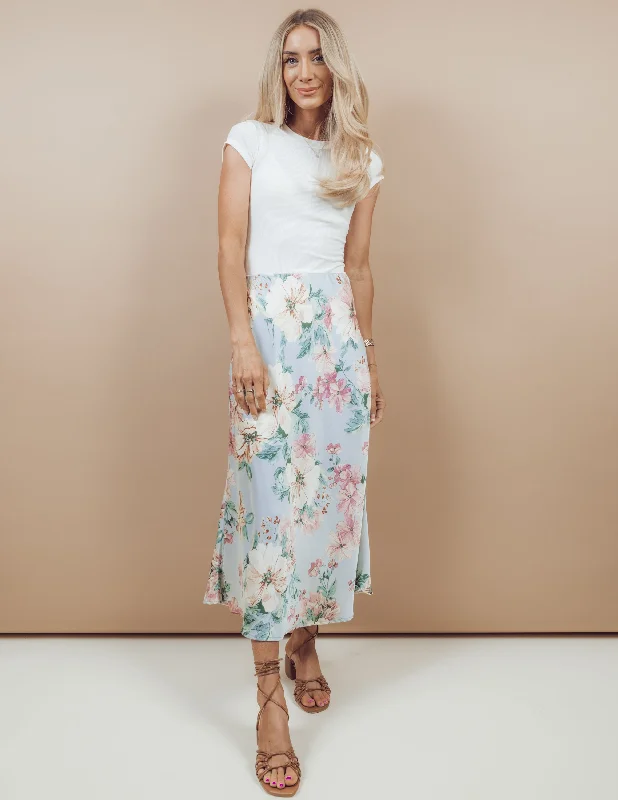 Calista Floral Midi Skirt linen skirt breathable