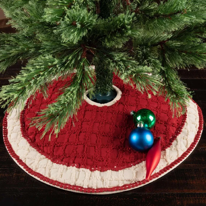Chenille Christmas Mini Christmas Tree Skirt 21 VHC Brands a-line skirt cut