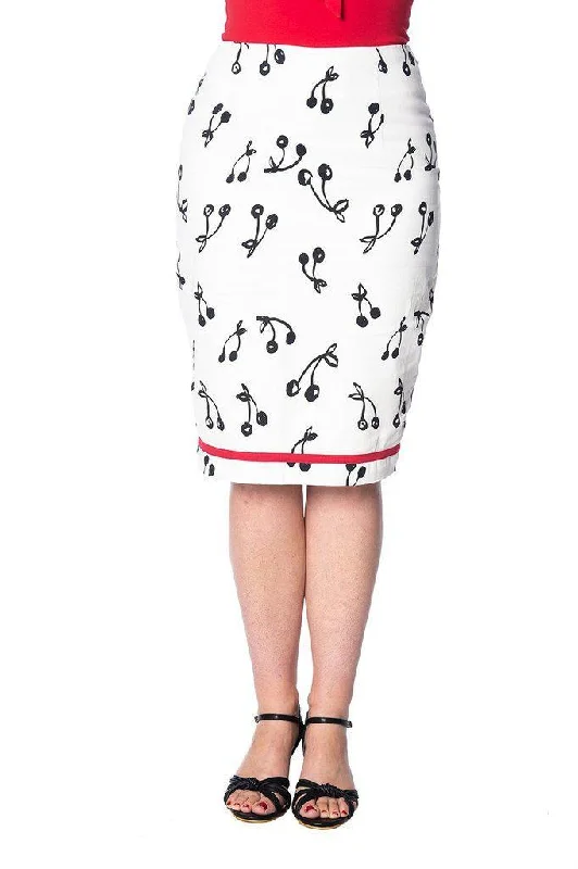 Cherry Pop Pencil Skirt silk skirt sleek