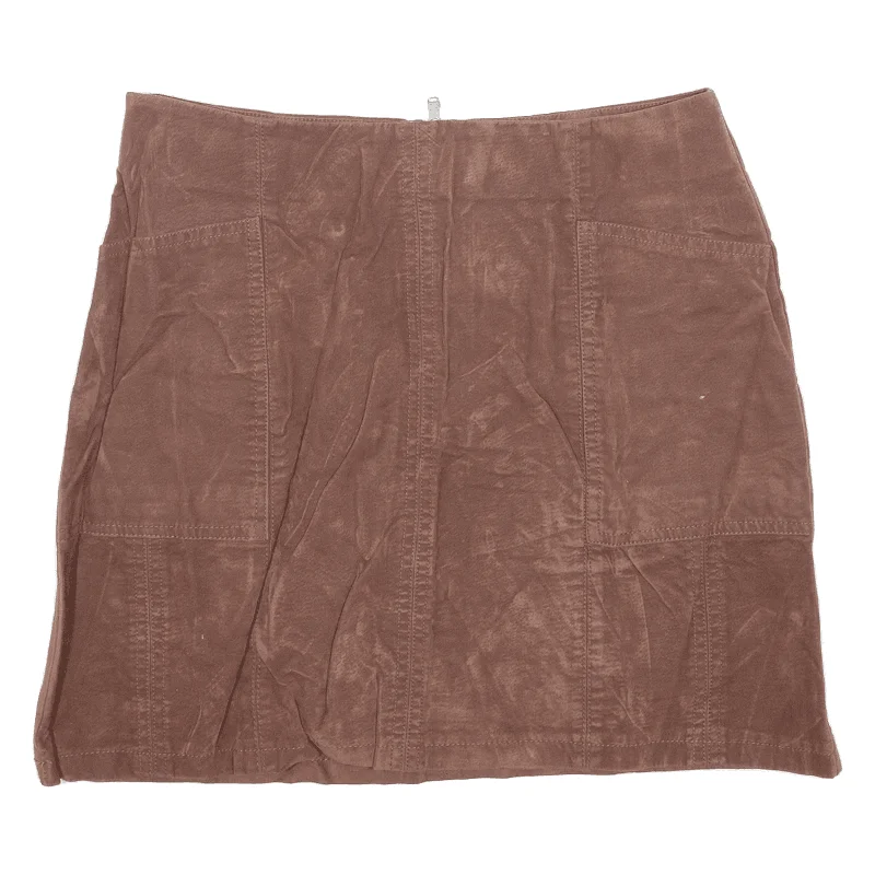 COLLECTION PIMKIE Faux Suede Womens Straight Skirt Brown Short Viscose UK 8