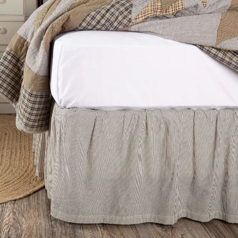 Dakota Star Farmhouse Blue Ticking Stripe Bed Skirts VHC Brands linen skirt airy