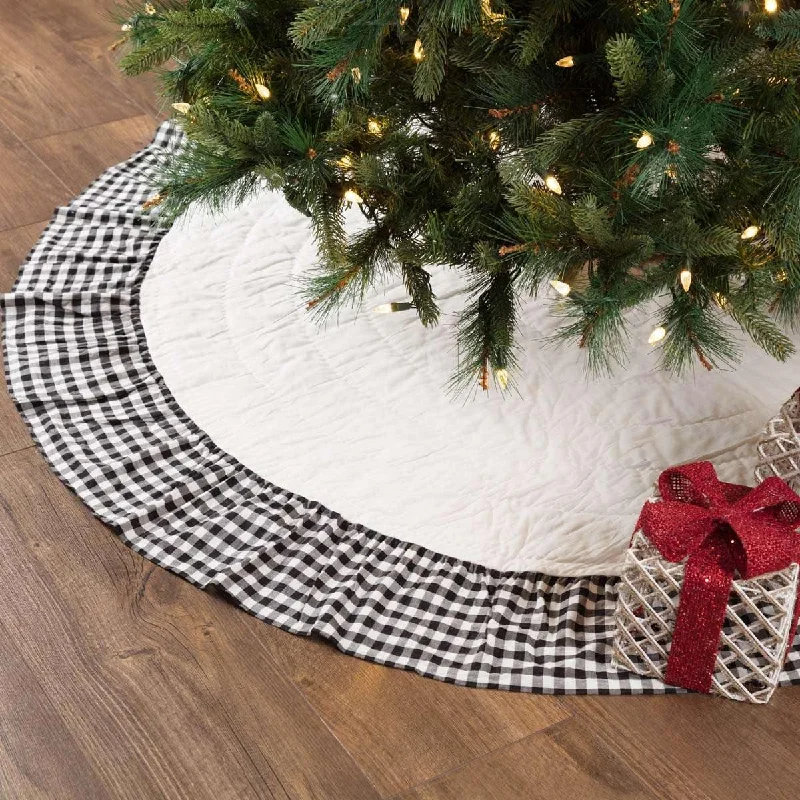 Emmie Black Ruffled Christmas Tree Skirt 60 VHC Brands belted skirt waist