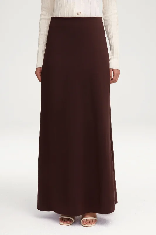 Essential Jersey A-Line Maxi Skirt - Dark Brown velvet skirt rich