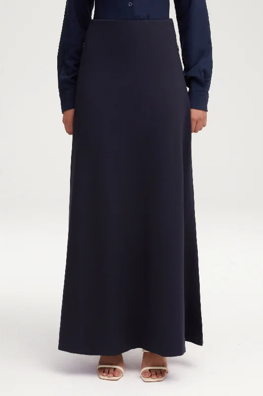 Essential Jersey A-Line Maxi Skirt - Navy Blue corduroy skirt textured