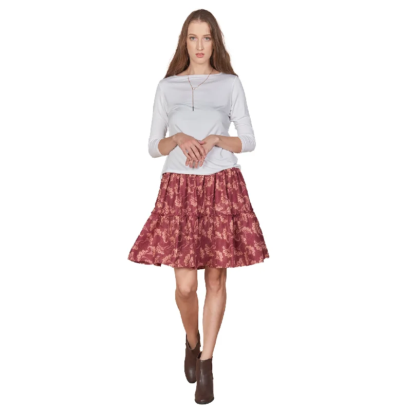 Flowers Women's Skirt in Drak Red SK0090 020149 01 velvet skirt plush