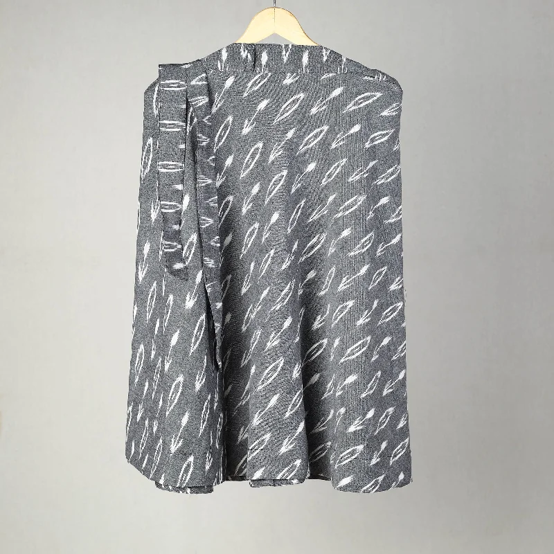 Grey - Handmade Cotton Wrap Around Pochampally Ikat Skirt 09 linen skirt breathable