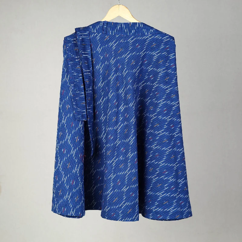 Blue - Handmade Cotton Wrap Around Pochampally Ikat Skirt 13 silk skirt smooth