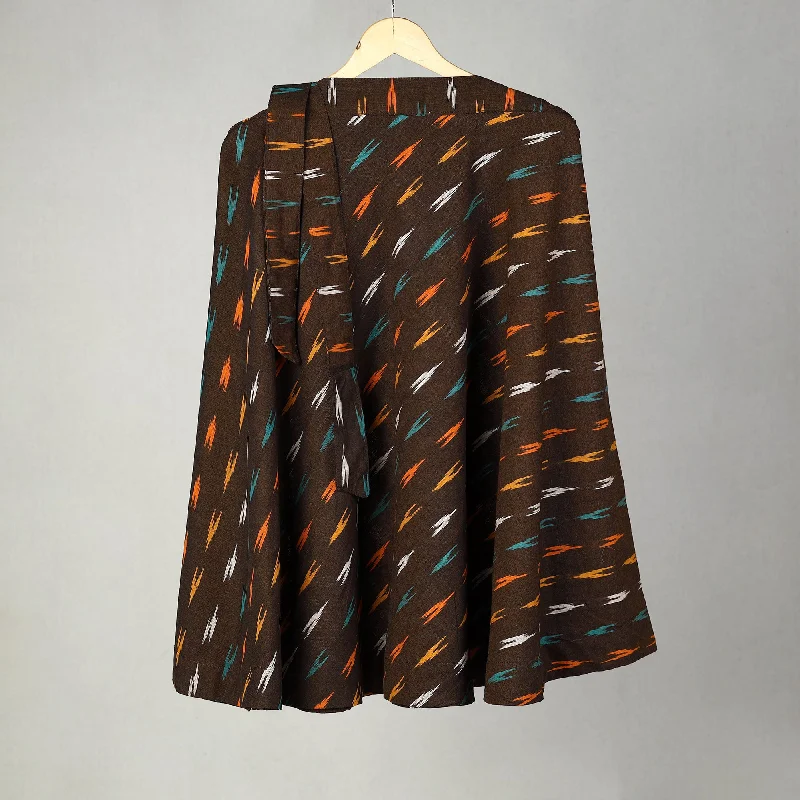 Brown - Handmade Cotton Wrap Around Pochampally Ikat Skirt 29 floral skirt print