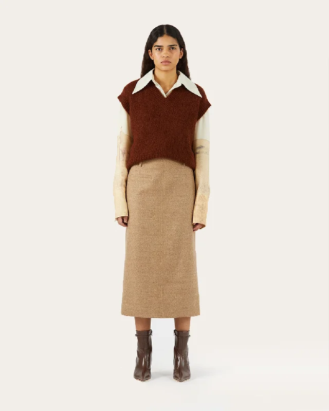 Ines Skirt Alpaca Wool Blend Speckle corduroy skirt cozy