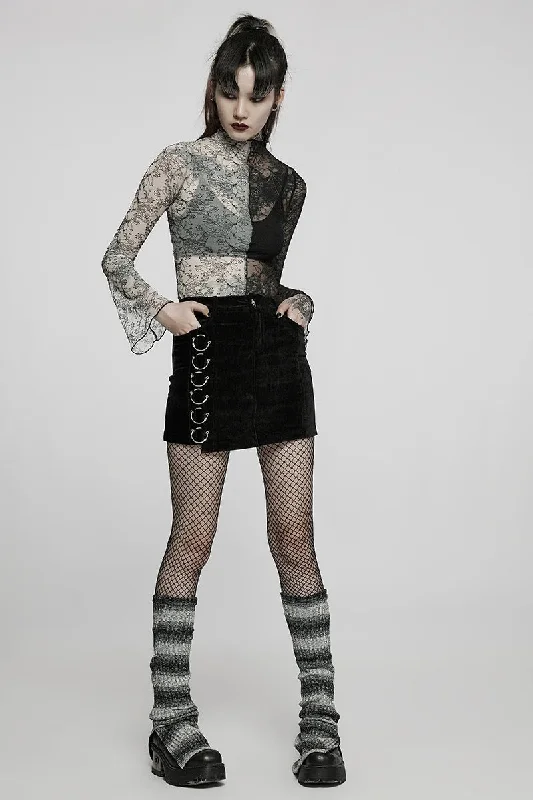 Asymmetric Mini Streetwear Waist Rings Personalise High Micro Bottoms Iron Short Skirt ruffled skirt detail
