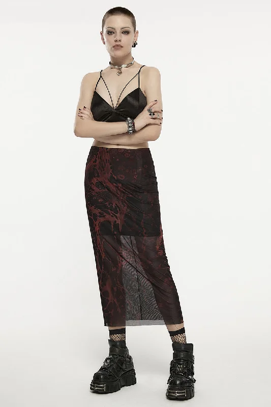 Women's Gothic Original Irregular Lava Pattern Printed Gauze Straight Fashion Soft Personality Sexy Skirt cashmere skirt soft Women's Gothic Original Irregular Lava Pattern Printed Gauze Straight Fashion Soft Personality Sexy Skirt cashmere skirt soft