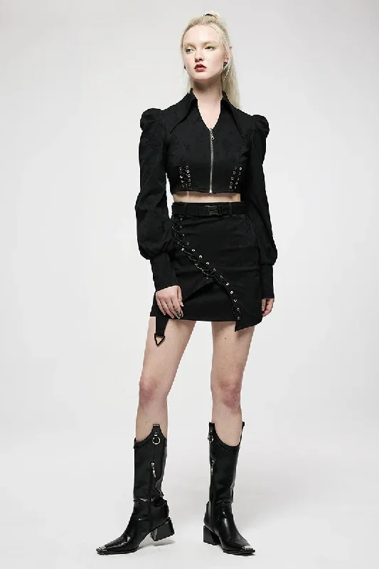 Women's College Style Black High Waist Asymmetrical Daily Rivet Decoration Spring Summer Mini Skirt leather skirt sleek Women's College Style Black High Waist Asymmetrical Daily Rivet Decoration Spring Summer Mini Skirt leather skirt sleek