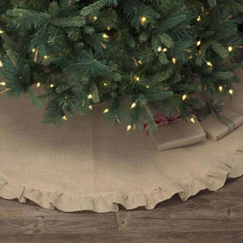 Jute Burlap Natural Christmas Tree Skirt 55 VHC Brands corduroy skirt textured