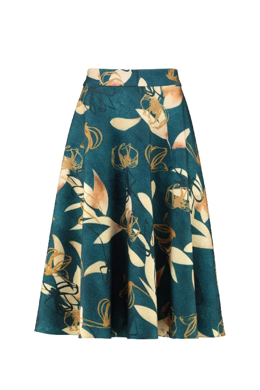 LACHENALIA PETROL BLUE WOOL SKIRT WITH POCKETS cashmere skirt fine
