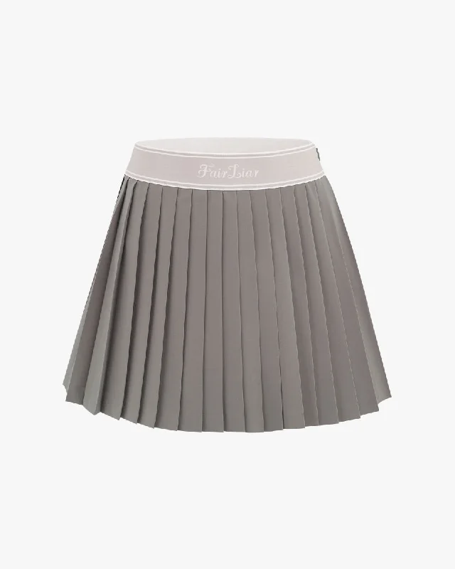 Logo Jacqard Band Pleated Skirt - Cocoa