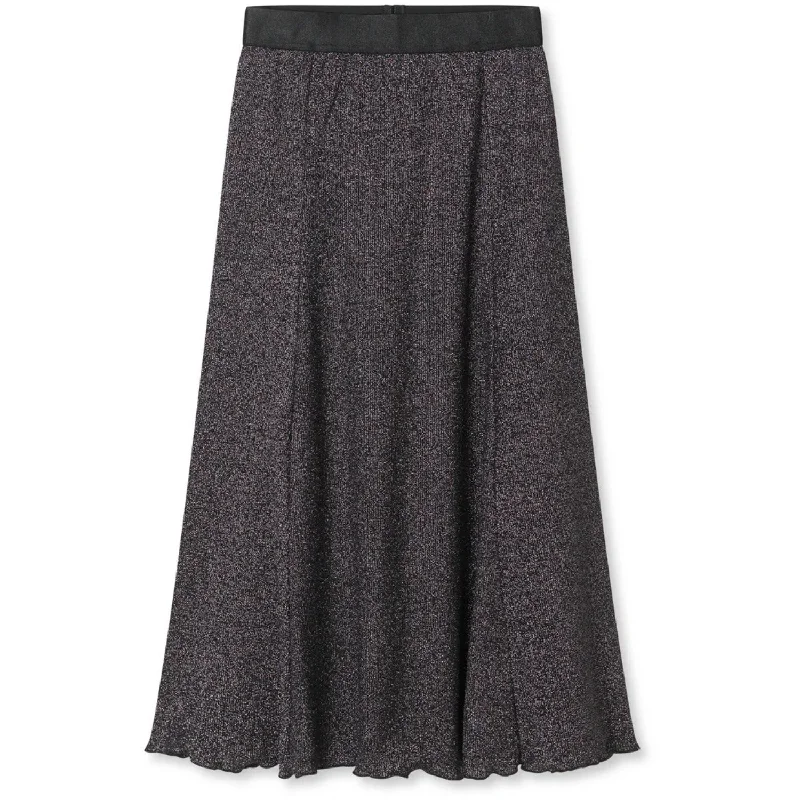 Mads Nørgaard Gun Metal 2X2 Lurex Salina Skirt lace skirt feminine