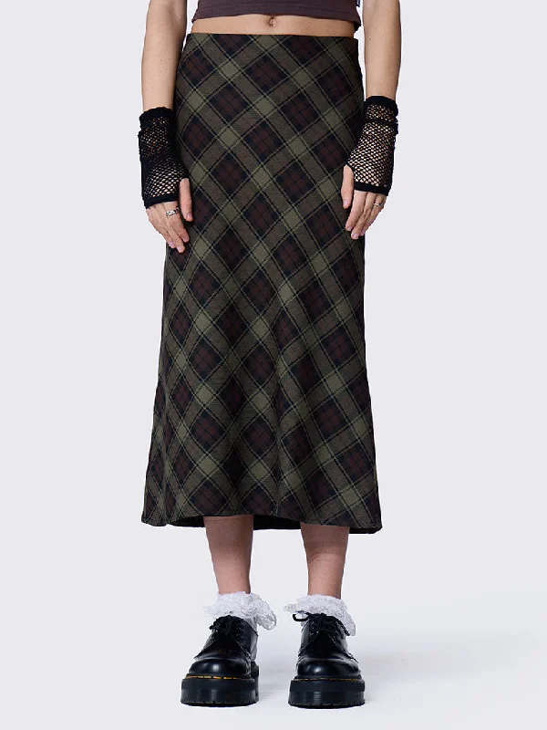 Mari Plaid Midi Skirt