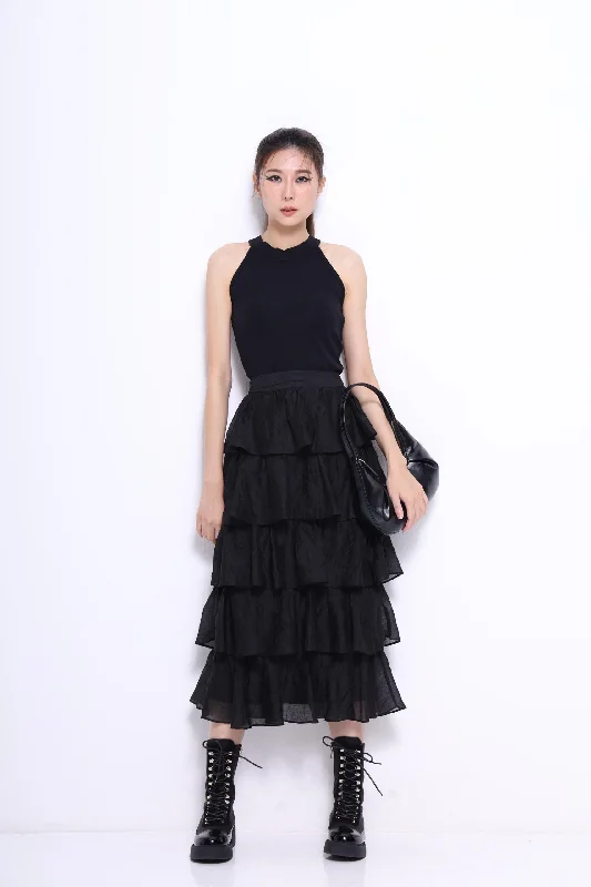 May Layered Maxi Skirt silk skirt smooth