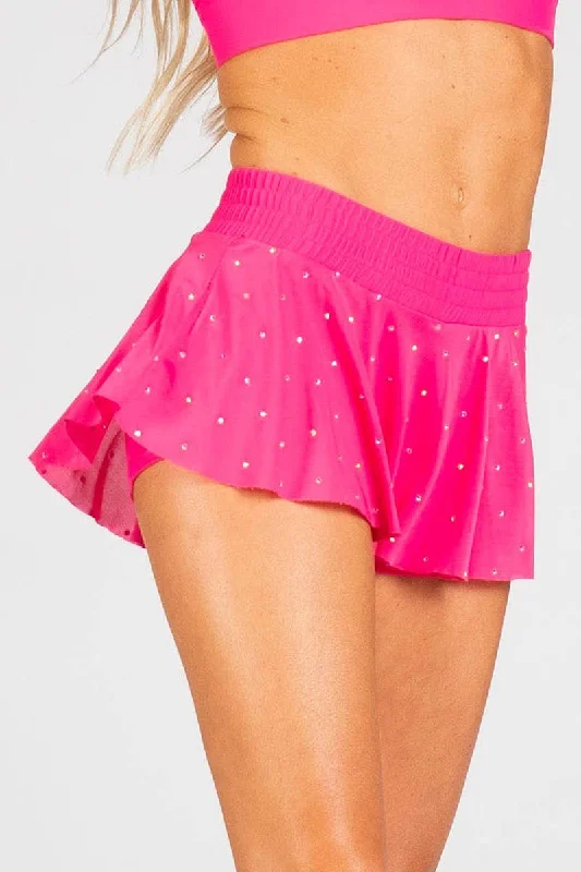 Mesh Overlay Skirt in Hyper Pink cashmere skirt soft
