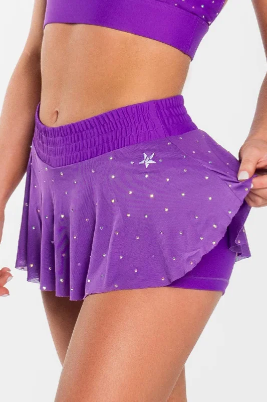 Mesh Overlay Skirt in Purple denim skirt durable