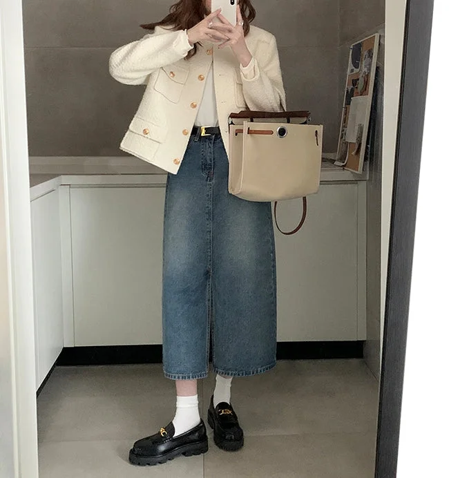 Midi denim skirt (preorder)