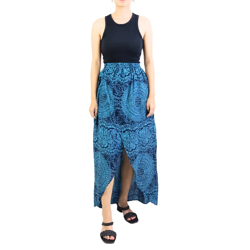 Monotone Mandala Women's Skirt in Ocean Blue SK0029 020031 06 summer skirt style