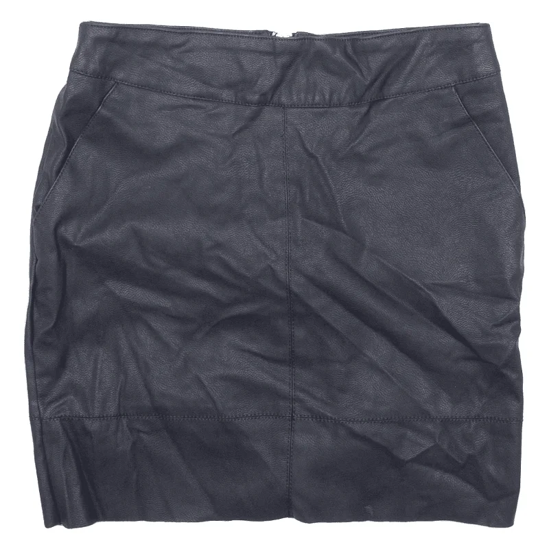 ONLY Faux Leather Womens Pencil Skirt Black Short UK 6 wool skirt sturdy