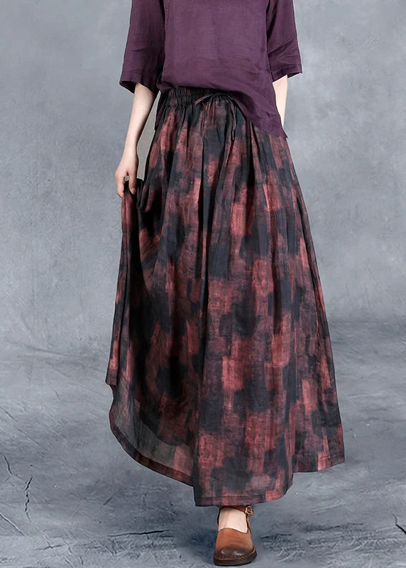 Original Retro Tie Dye Cinched Elastic Waist Linen Skirt Spring denim skirt fashionable Original Retro Tie Dye Cinched Elastic Waist Linen Skirt Spring denim skirt fashionable