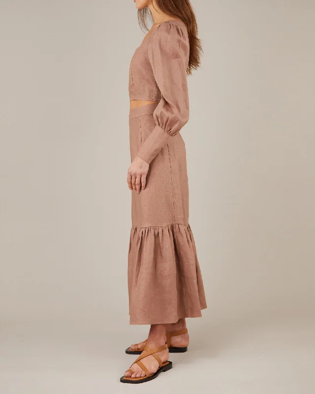 Orin Skirt - Walnut cashmere skirt fine