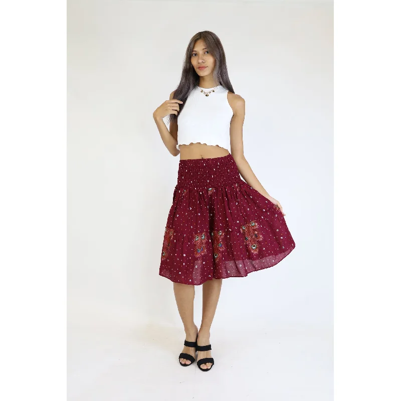 Peacock Heaven Women's Skirt in Red SK0090 020058 02