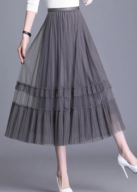 Plus Size Black Tulle Tiered Fall Wear on both sides Skirt silk skirt luxurious