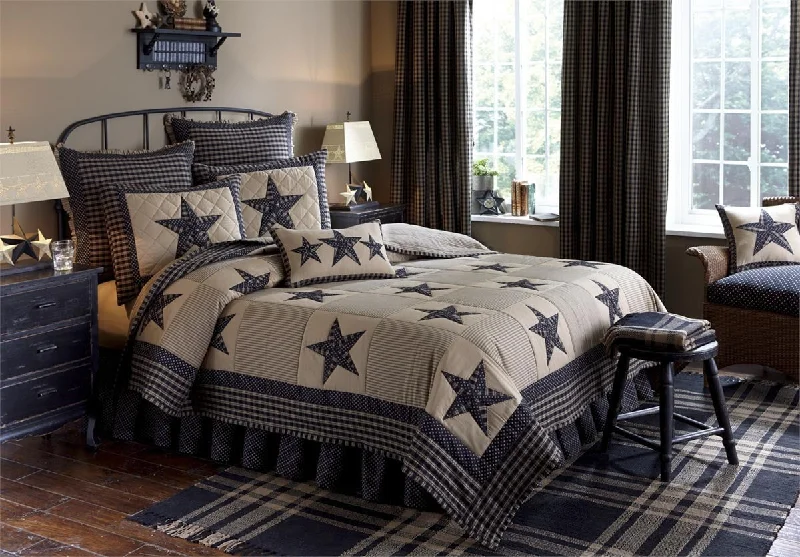 Sturbridge Patch King Bed Skirt  Black Set of 2  Park Designs silk skirt lustrous