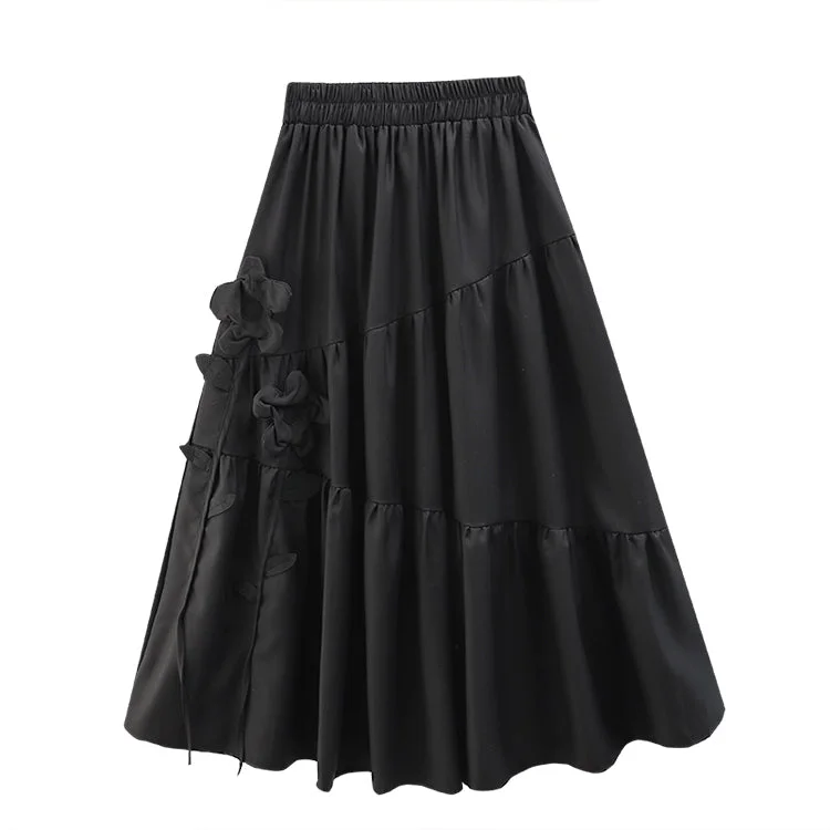 Three-dimensional Floral Mosaic Skirt linen skirt airy