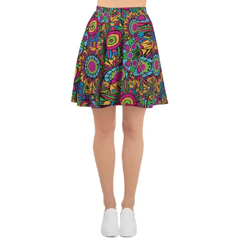 Trippy Psychedelic Floral Women's Skirt modal blend skirt