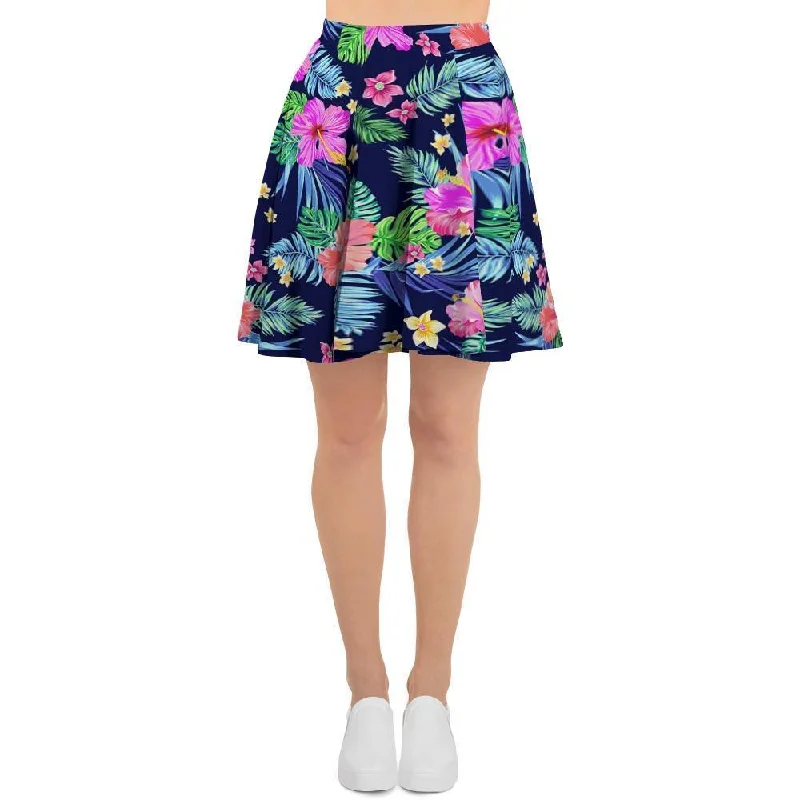 Tropical Exotic Flowers Hibiscus Hawaiian Print Women's Skirt velvet skirt luxury