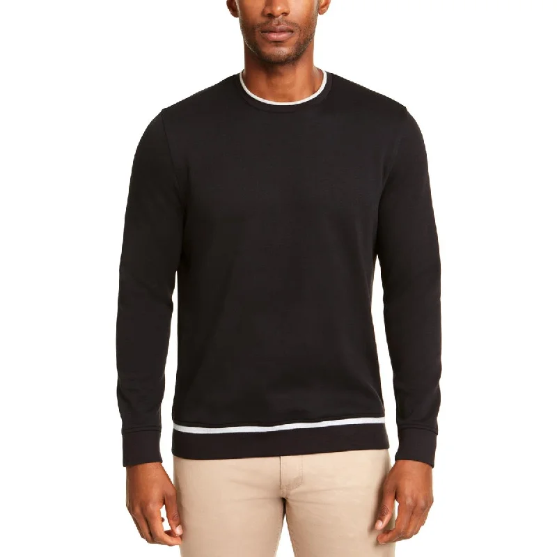 Alfani Mens Knit Long Sleeves Crew Sweatshirt Hoodie with Zipper Versatile Modern
