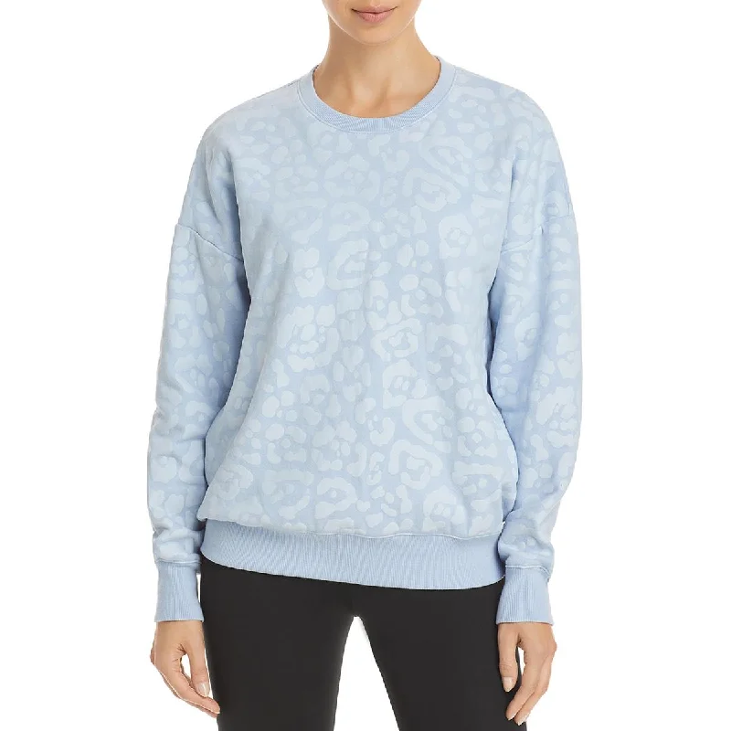 Aqua Womens Animal Print Ribbed Trim Sweatshirt Hoodie with Lining Warm Insulated