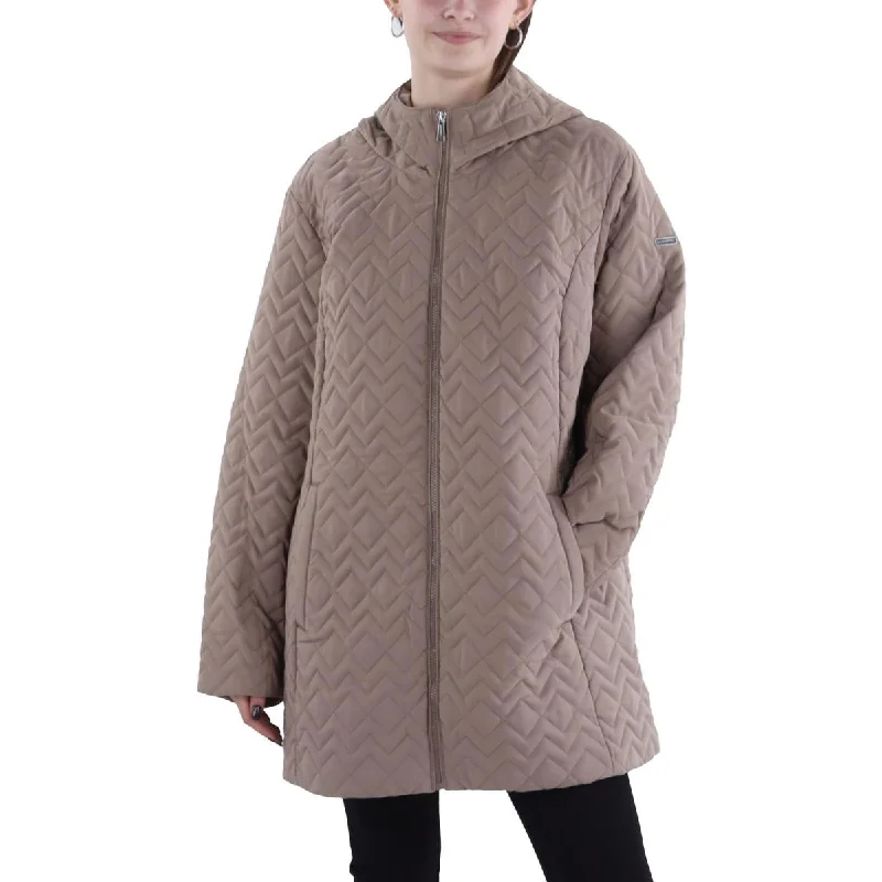 Womens Lightweight Hooded Quilted Coat Hoodie with Longline Fit Extended Stylish