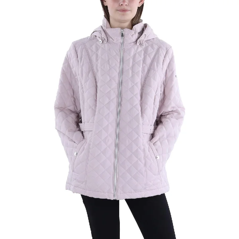Womens Hooded Short Quilted Coat Hoodie with Batwing Sleeves Loose Dramatic