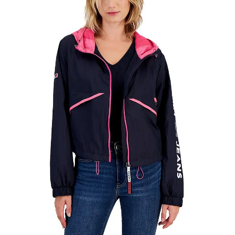 Womens Hooded Lightweight Windbreaker Jacket Hoodie with Hem Elastic Stretchable Comfortable Womens Hooded Lightweight Windbreaker Jacket Hoodie with Hem Elastic Stretchable Comfortable